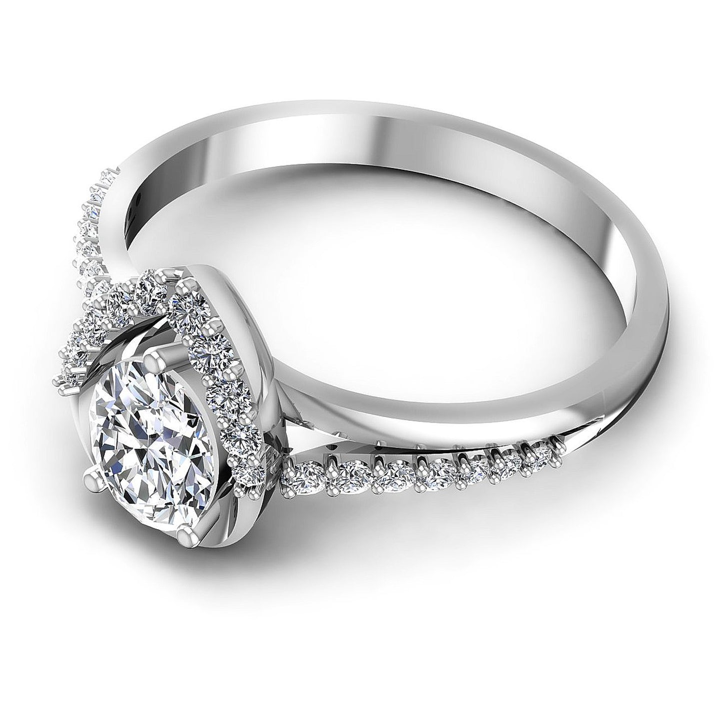 0.55CT Oval And Round  Cut Diamonds Engagement Rings