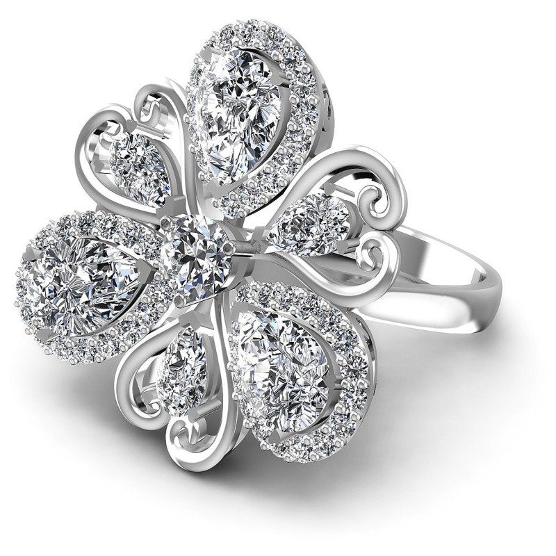 Round and Pear Diamonds 3.90CT Fashion Ring in 14KT Rose Gold