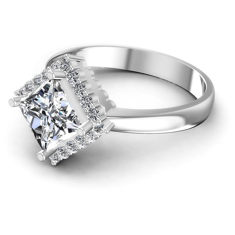 Princess and Round Diamonds 0.60CT Halo Ring in 14KT Rose Gold
