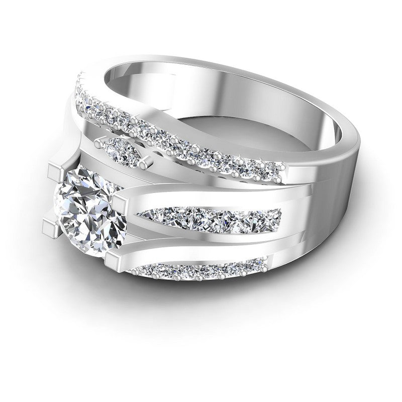 Princess and Round and Marquise Diamonds 1.40CT Engagement Ring in 14KT Rose Gold