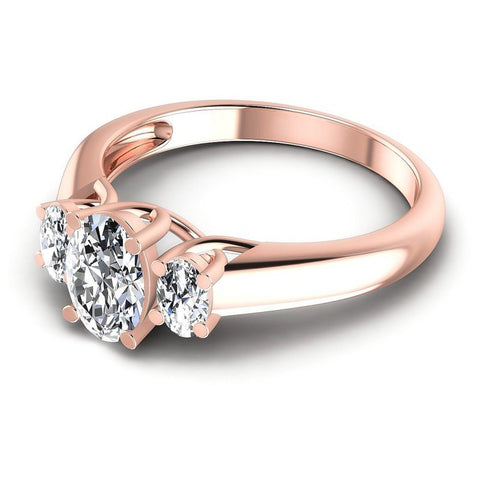 Oval Diamonds 0.80CT Three Stone Ring in 18KT Rose Gold