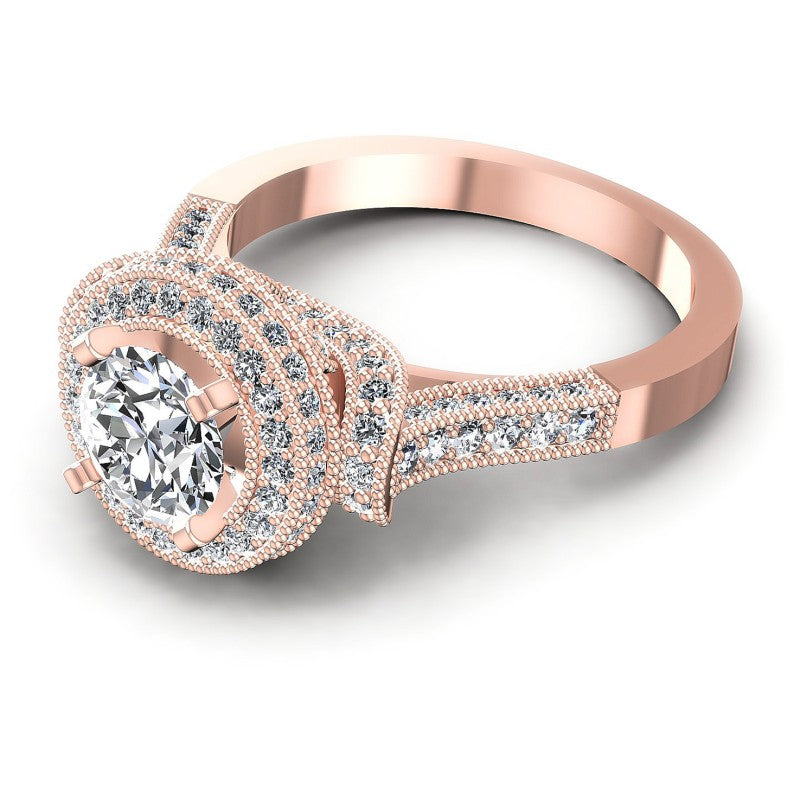 Round Diamonds 1.30CT Antique Ring in 18KT Rose Gold