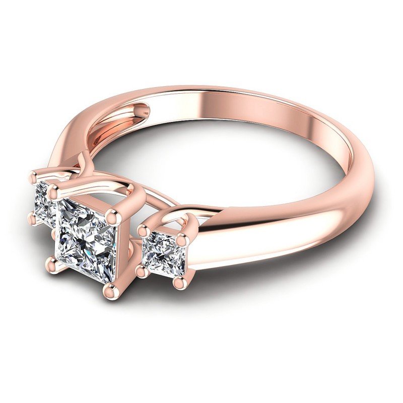 Princess Diamonds 0.75CT Three Stone Ring in 18KT Rose Gold
