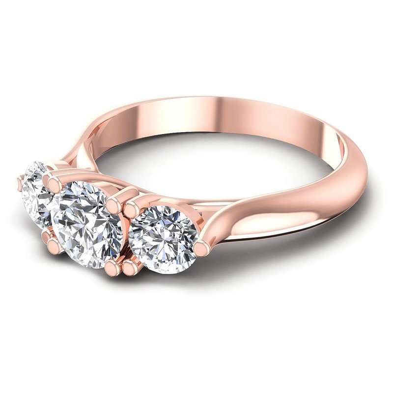 Round Diamonds 1.40CT Three Stone Ring in 18KT Rose Gold