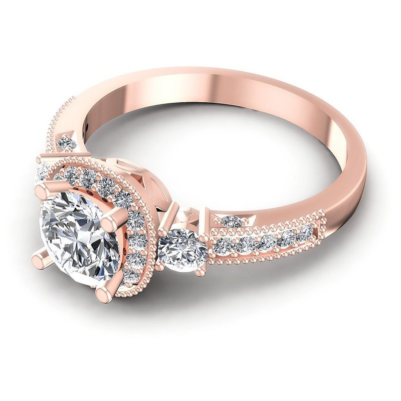 Round Diamonds 0.90CT Antique Ring in 18KT Rose Gold