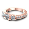 Princess and Round Diamonds 1.01CT Three Stone Ring in 18KT Rose Gold