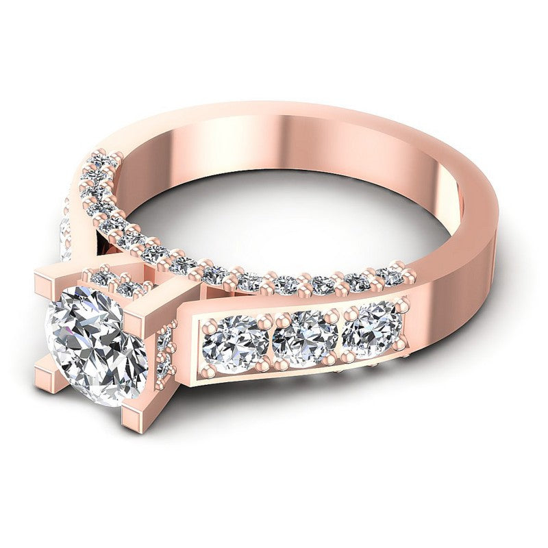 Round Diamonds 1.10CT Engagement Ring in 18KT Rose Gold