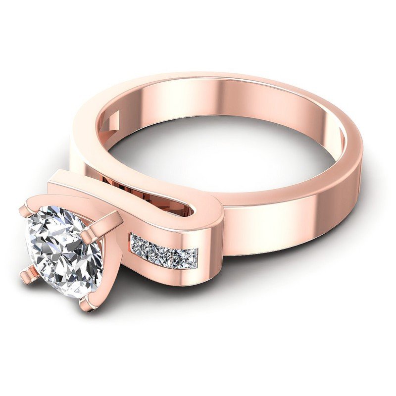 Princess and Round Diamonds 0.45CT Engagement Ring in 18KT Rose Gold
