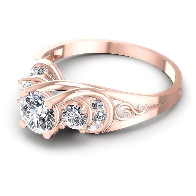 Round Diamonds 0.85CT Three Stone Ring in 18KT Rose Gold