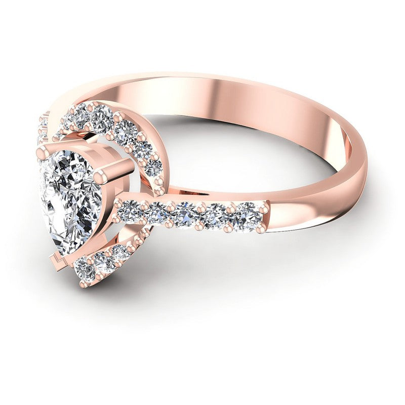 Round and Pear Diamonds 0.65CT Engagement Ring in 18KT Rose Gold