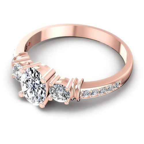 Round and Oval Diamonds 1.00CT Three Stone Ring in 18KT Rose Gold