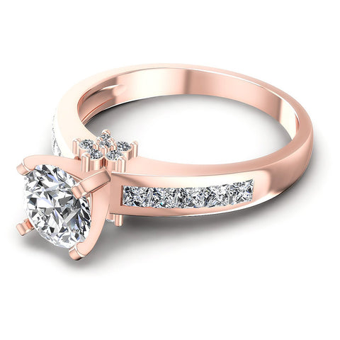 1.15CT Round And Princess  Cut Diamonds Engagement Rings