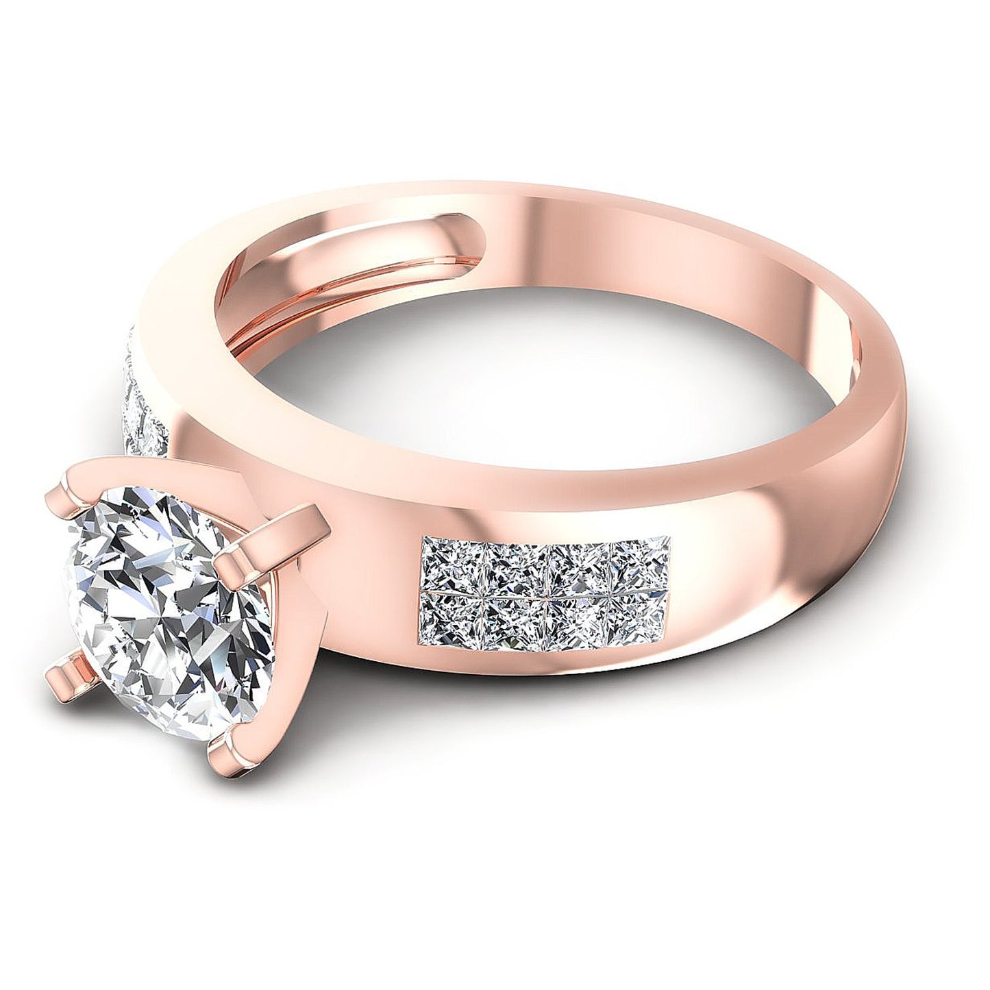 0.75CT Round And Princess  Cut Diamonds Engagement Rings
