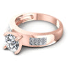 Princess and Round Diamonds 0.75CT Engagement Ring in 18KT Rose Gold