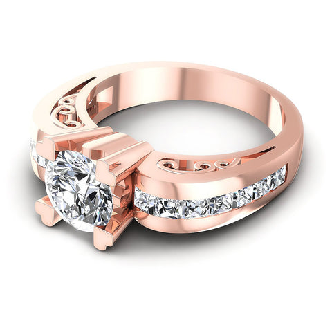 1.35CT Round And Princess  Cut Diamonds Engagement Rings