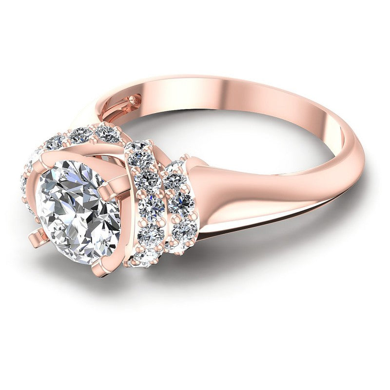 Round Diamonds 0.95CT Engagement Ring in 18KT Rose Gold