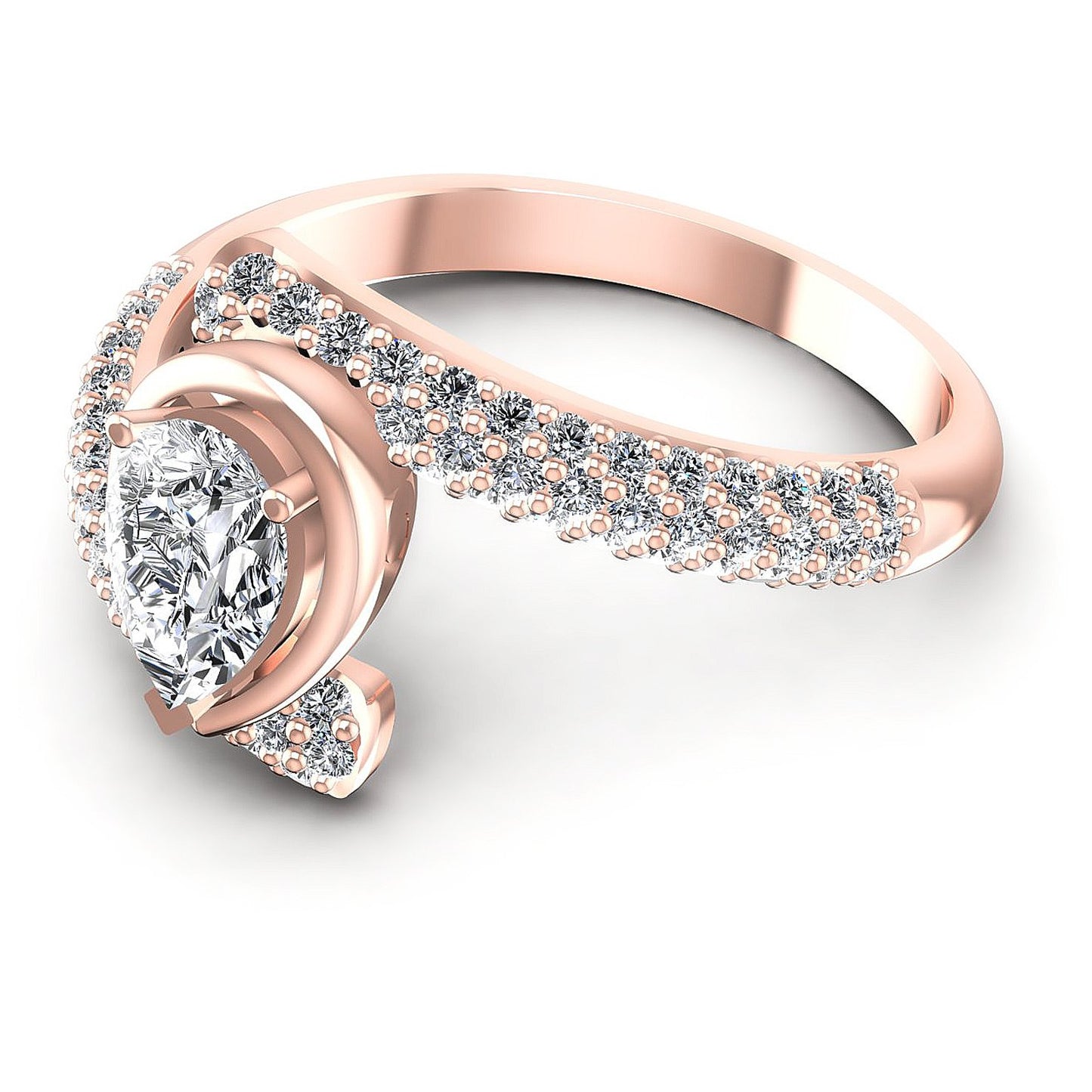 0.85CT Pear And Round  Cut Diamonds Engagement Rings