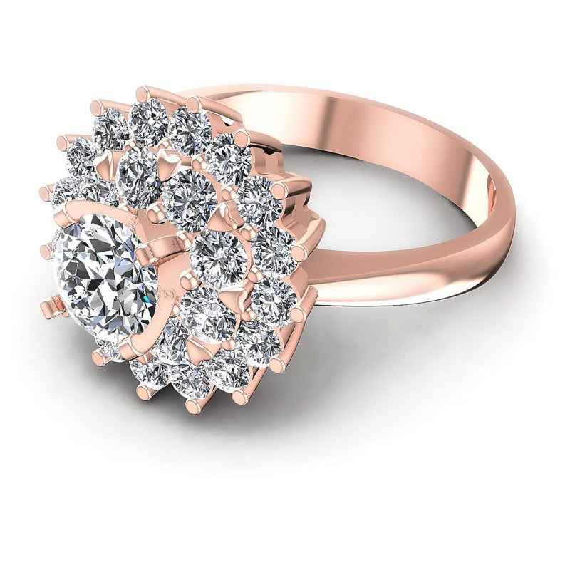 Round Diamonds 1.35CT Halo Ring in 18KT Rose Gold