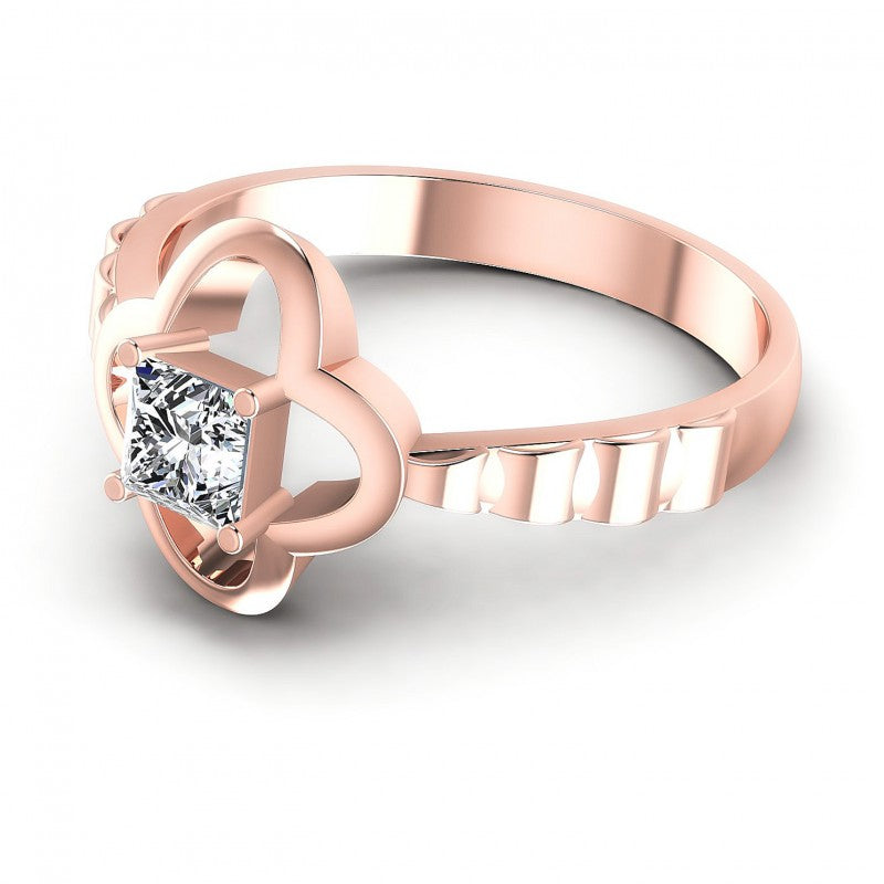 Princess Diamonds 0.35CT Solitaire Ring in 18KT Rose Gold