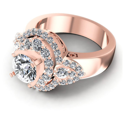 Round Diamonds 1.55CT Halo Ring in 18KT Rose Gold