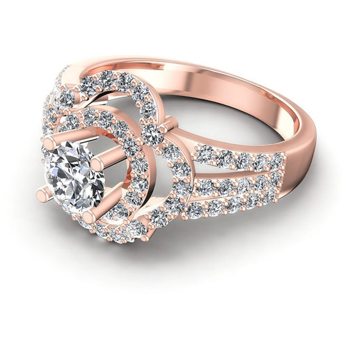 Round Diamonds 1.15CT Halo Ring in 18KT Rose Gold