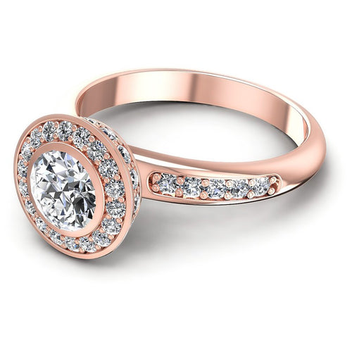 Round Diamonds 0.95CT Halo Ring in 18KT Rose Gold