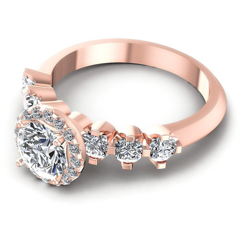 Round Diamonds 1.20CT Halo Ring in 18KT Rose Gold