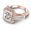 Round and Emerald Diamonds 1.70CT Halo Ring in 18KT Rose Gold