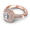 Round and Cushion Diamonds 1.00CT Halo Ring in 18KT Rose Gold