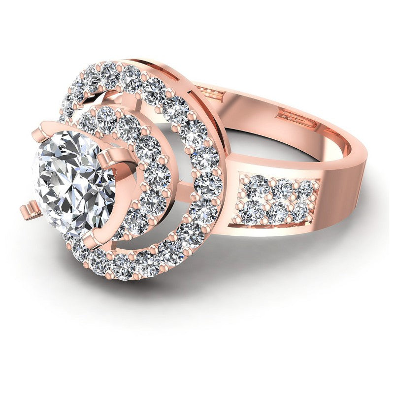 Round Diamonds 1.30CT Halo Ring in 18KT Rose Gold