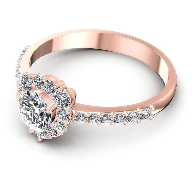 Round Diamonds 0.90CT Halo Ring in 18KT Rose Gold