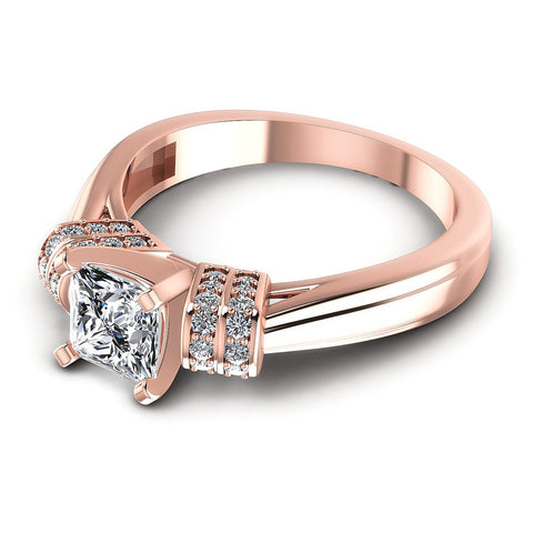 0.65CT Princess And Round  Cut Diamonds Engagement Rings