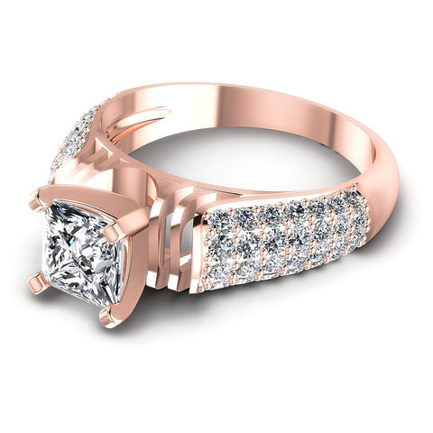 0.95CT Princess And Round  Cut Diamonds Engagement Rings