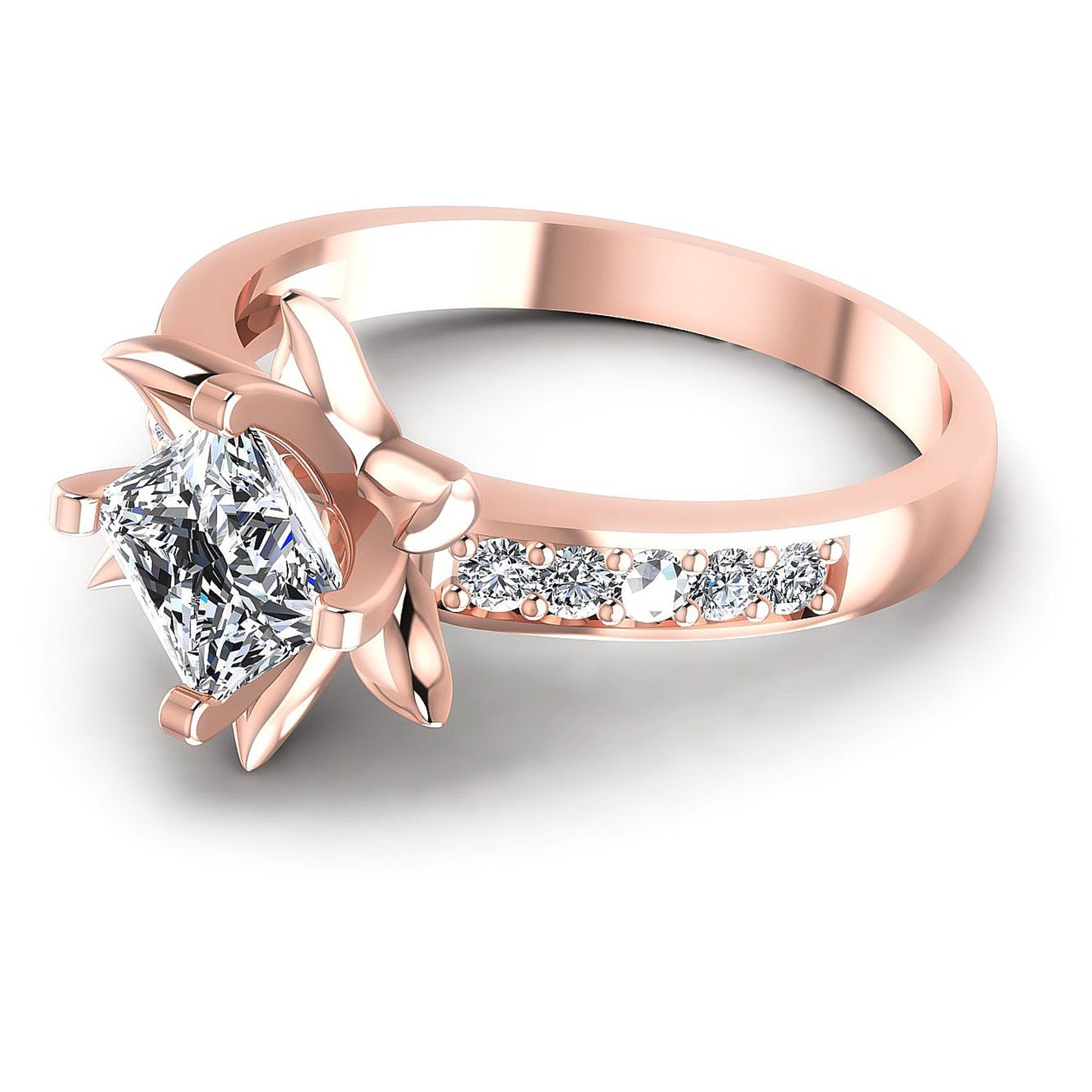 0.60CT Princess And Round  Cut Diamonds Engagement Rings