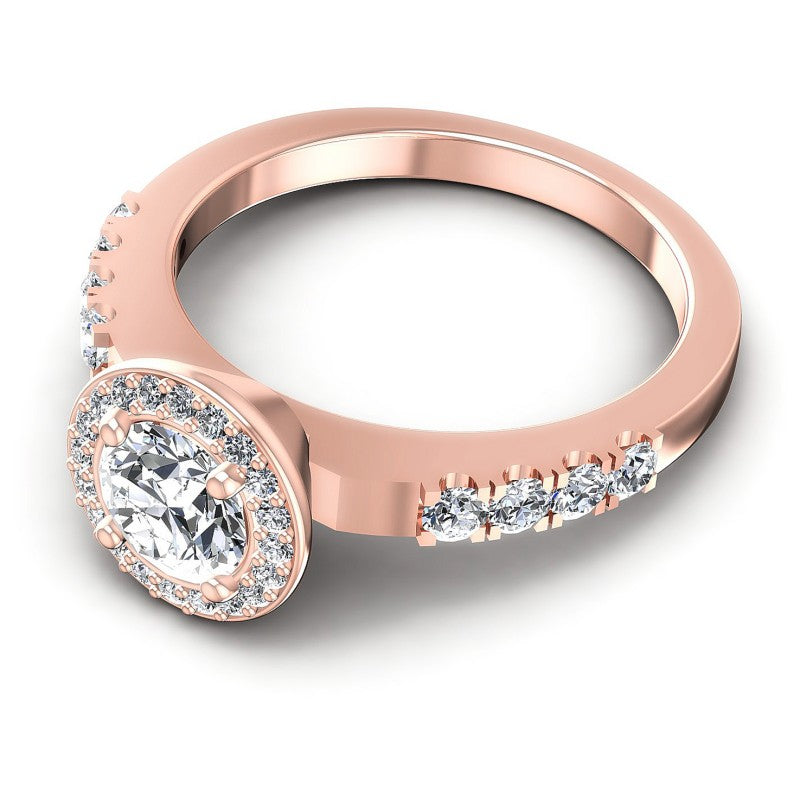 Round Diamonds 0.70CT Halo Ring in 18KT Rose Gold