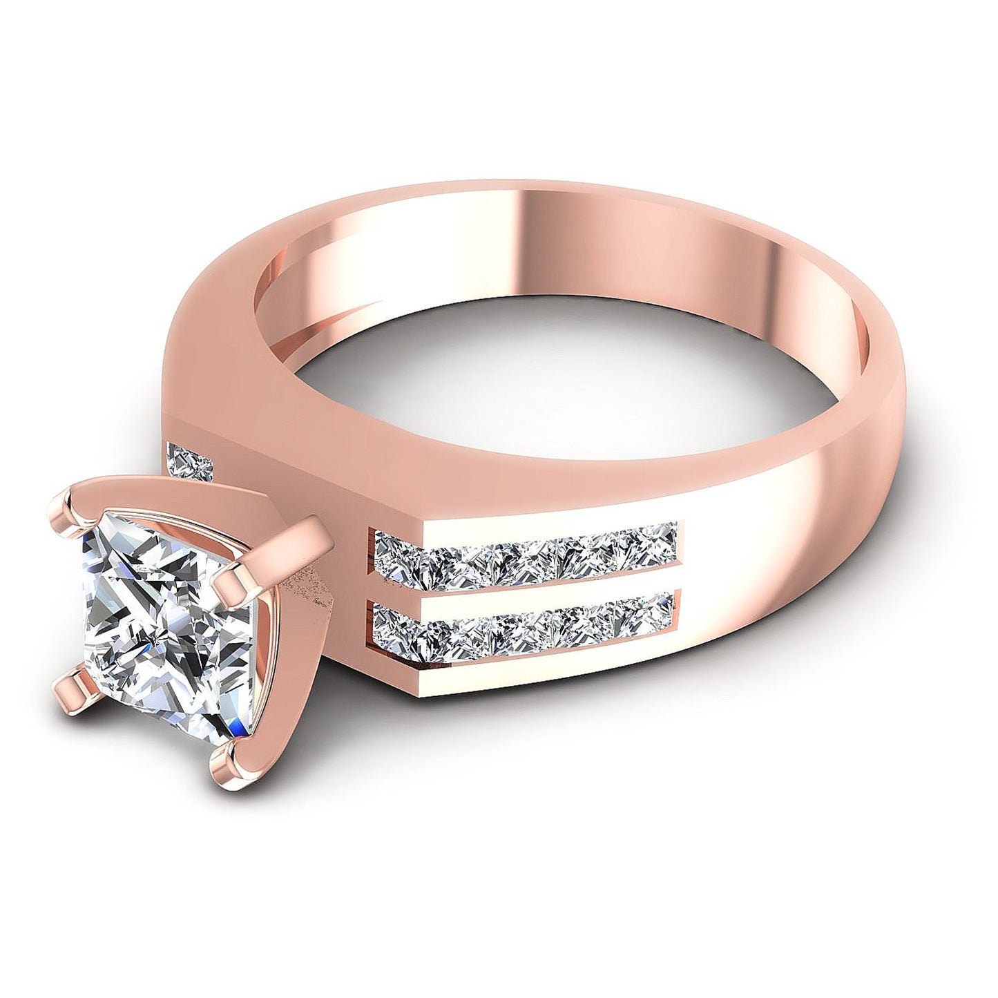 0.70CT Princess And Round  Cut Diamonds Engagement Rings