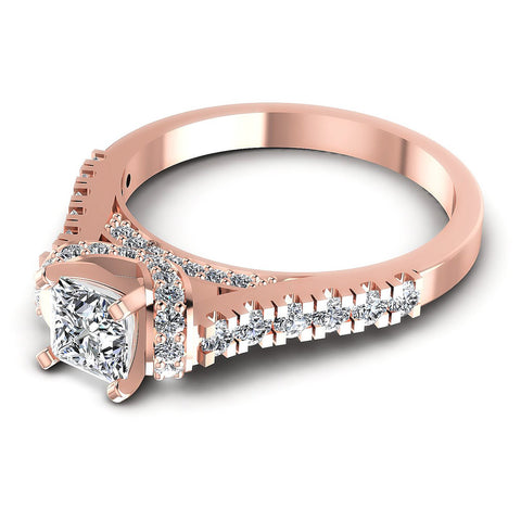 0.95CT Princess And Round  Cut Diamonds Engagement Rings