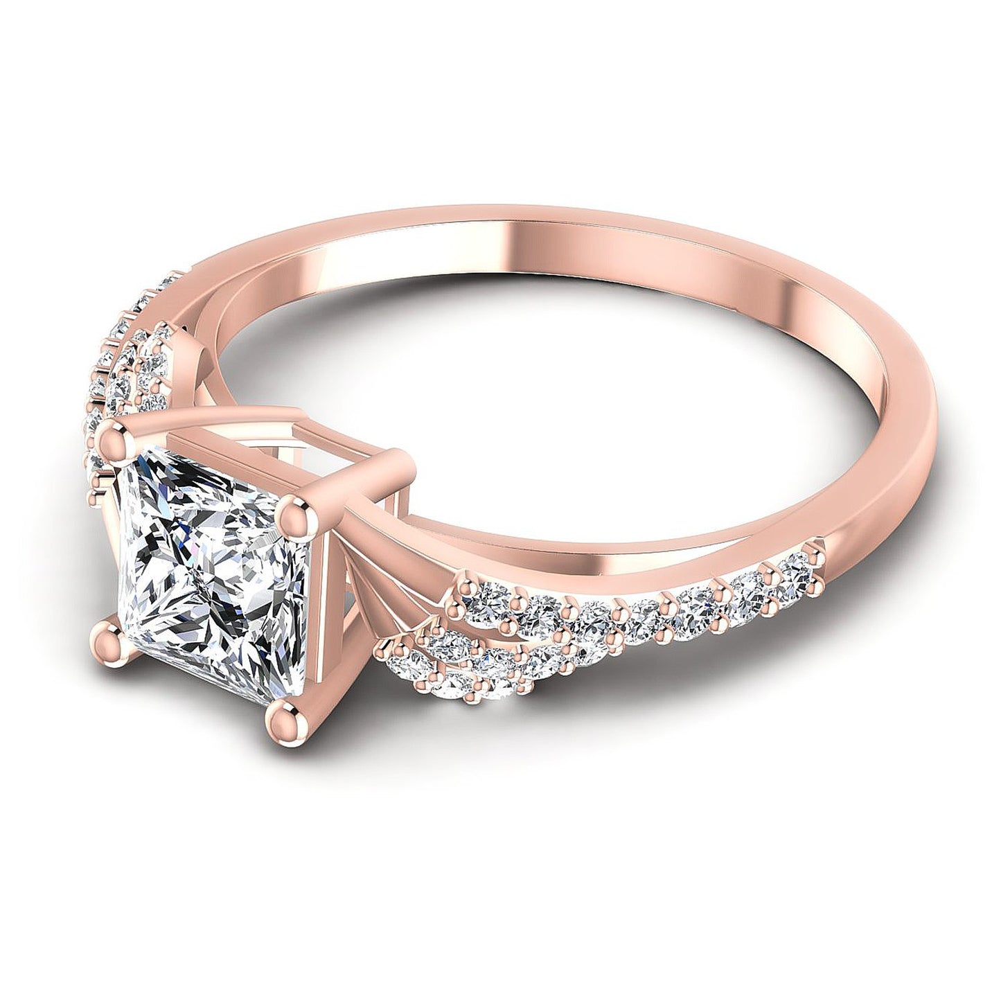 0.60CT Princess And Round  Cut Diamonds Engagement Rings