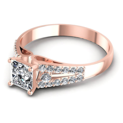 0.65CT Princess And Round  Cut Diamonds Engagement Rings
