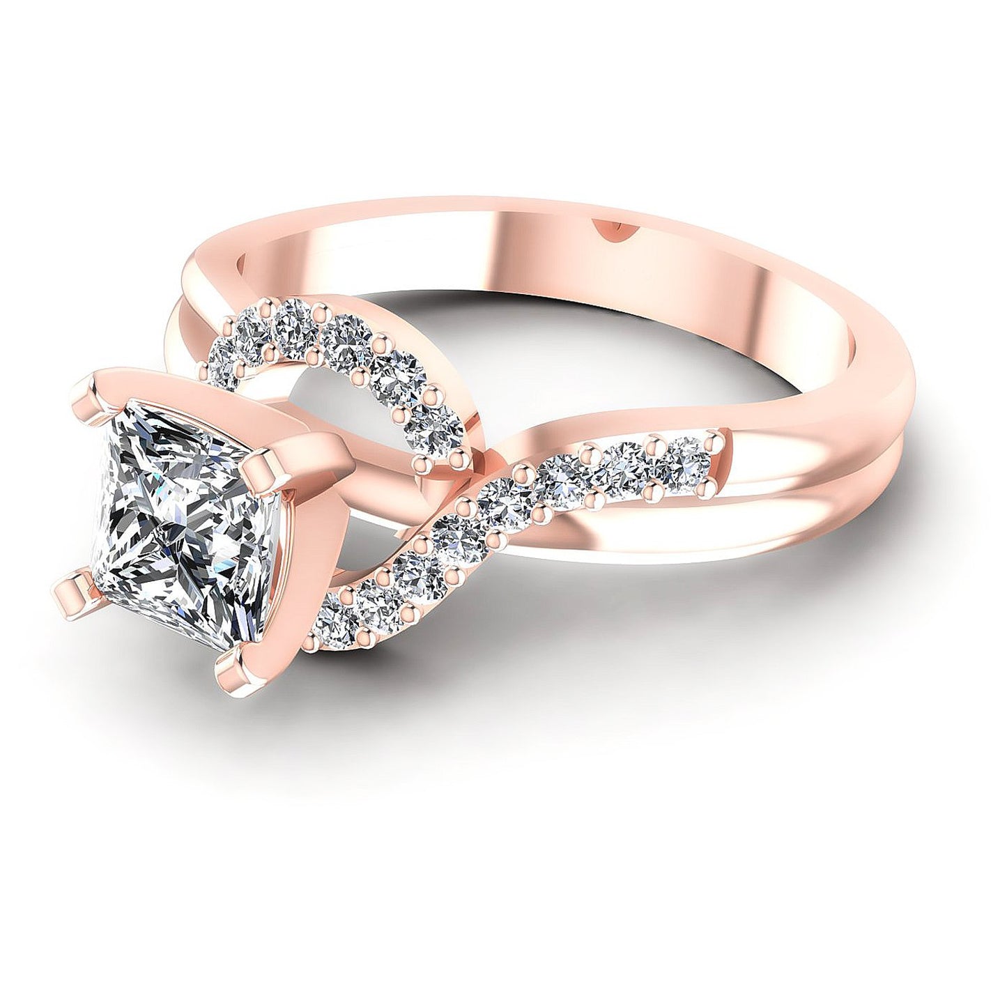 0.60CT Princess And Round  Cut Diamonds Engagement Rings
