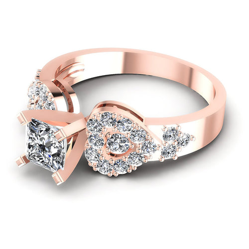 0.95CT Princess And Round  Cut Diamonds Engagement Rings