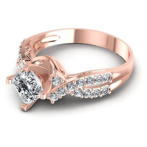 0.80CT Princess And Round  Cut Diamonds Engagement Rings