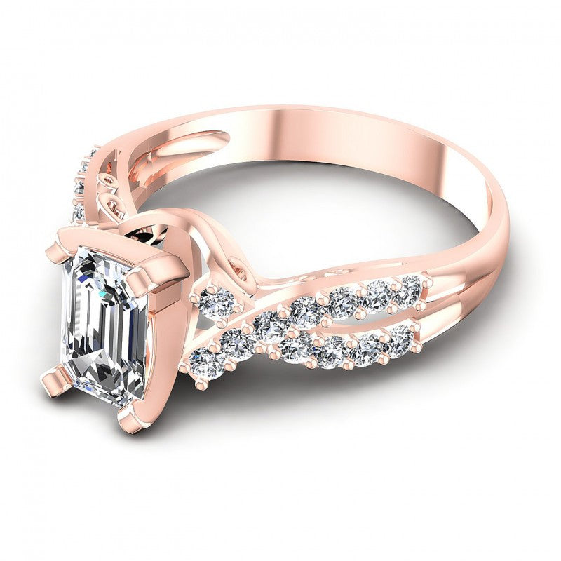 Round and Emerald Diamonds 0.80CT Engagement Ring in 18KT Rose Gold