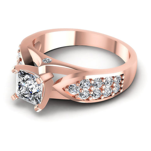 0.95CT Princess And Round  Cut Diamonds Engagement Rings