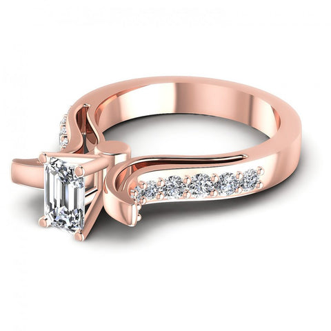 Round and Emerald Diamonds 0.80CT Engagement Ring in 18KT Rose Gold