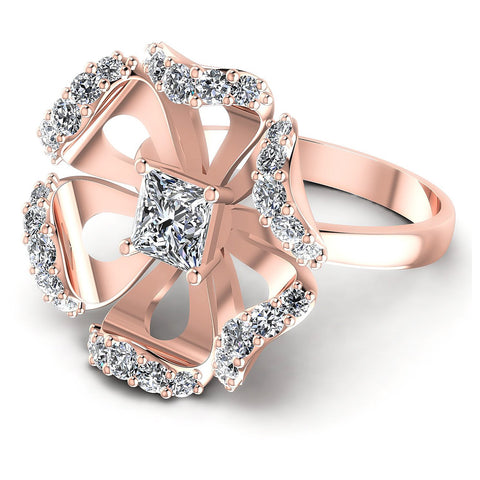 1.15CT Princess And Round  Cut Diamonds Engagement Rings