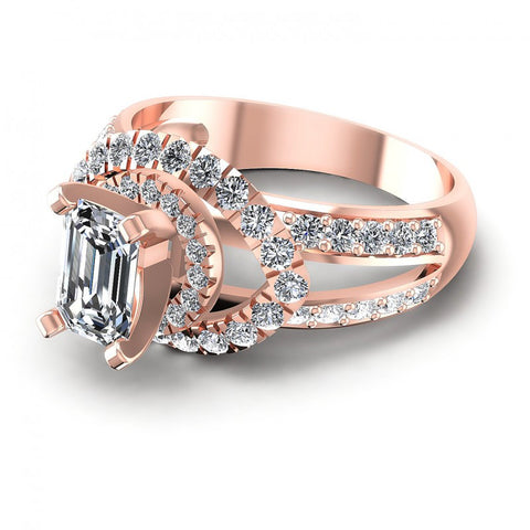 Round and Emerald Diamonds 1.25CT Engagement Ring in 18KT Rose Gold