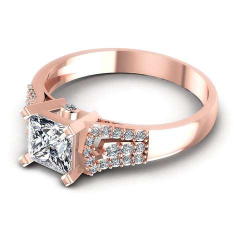 0.65CT Princess And Round  Cut Diamonds Engagement Rings