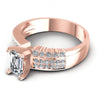 Princess and Round and Emerald Diamonds 0.80CT Engagement Ring in 18KT Rose Gold