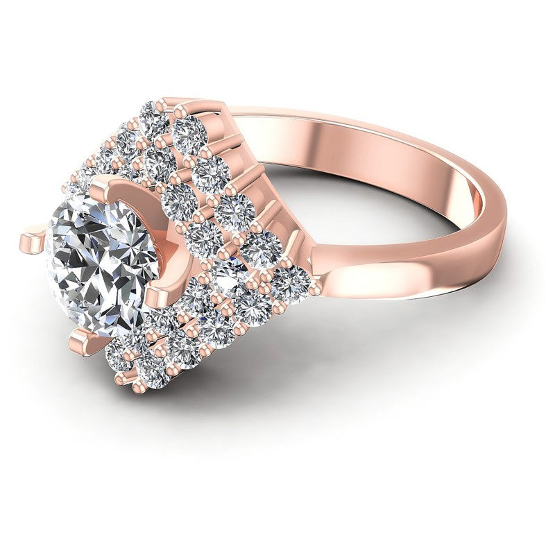 Round Diamonds 1.20CT Halo Ring in 18KT Rose Gold